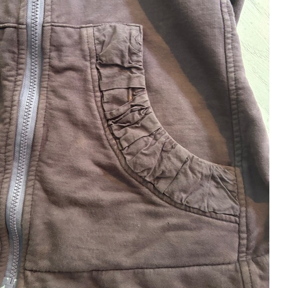 Prairie Underground Womens Full Zip Hoodie Ruched Pockets Organic Cotton Sz L - Picture 5 of 11